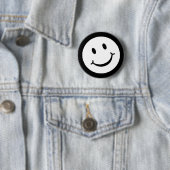 Smile-knoppenbadge in zwart-wit ronde button 5,7 cm (In situ)