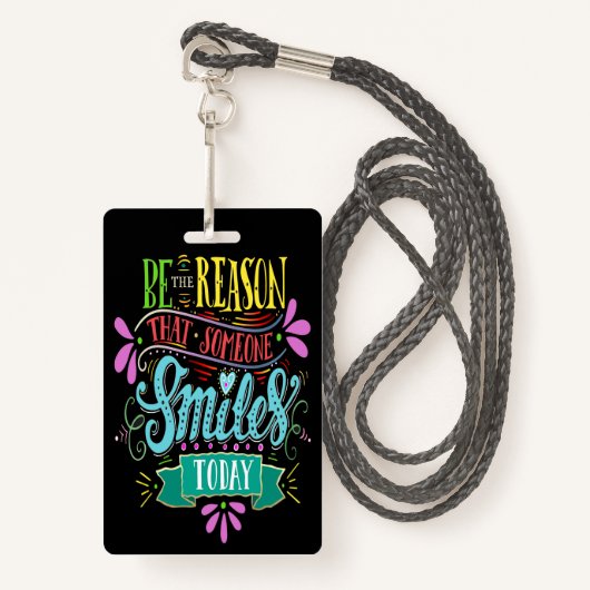 Smile Label met Lanyard - Bekijk terug Badge (Voorkant met draagriem)