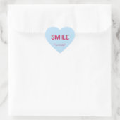 Smile lichtblauw aangepaste bericht Valentijnsdag Hart Sticker (Tas)