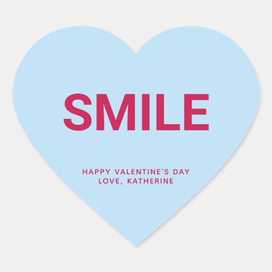 Smile lichtblauw aangepaste bericht Valentijnsdag Hart Sticker (Voorkant)
