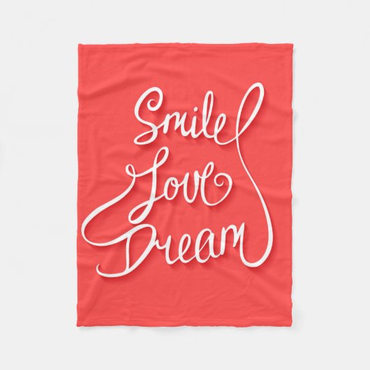 Smile Love Dream Fleece Deken (Voorkant)