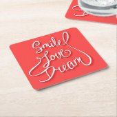 Smile Love Dream Kartonnen Onderzetters (Schuin)
