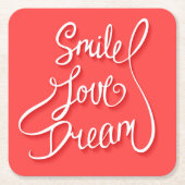 Smile Love Dream Kartonnen Onderzetters (Voorkant)