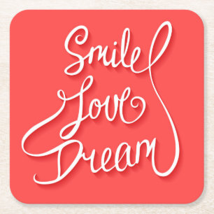 Smile Love Dream Kartonnen Onderzetters