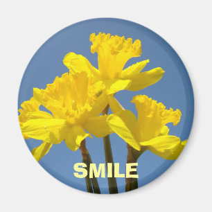 SMILE magneten Gele Narcis Bloemen Glimlacht