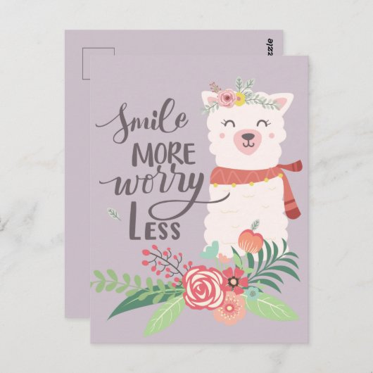 Smile Meer Llama Briefkaart (Voorkant / Achterkant)