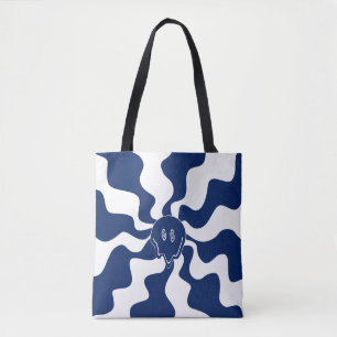 Smile Melt in blauw en wit Tote Bag