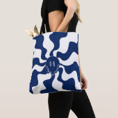Smile Melt in blauw en wit Tote Bag (Dichtbij)