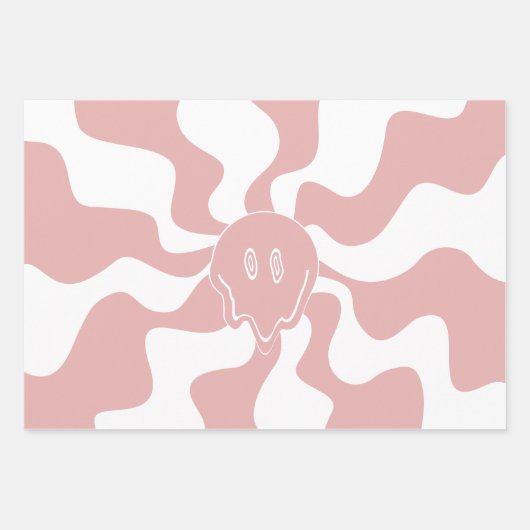 Smile Melt in Roze & Wit Inpakpapier Vel (Voorkant 2)