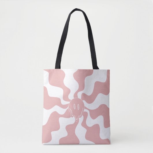 Smile Melt in Roze & Wit Tote Bag (Voorkant)
