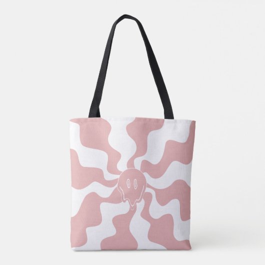 Smile Melt in Roze & Wit Tote Bag (Achterkant)