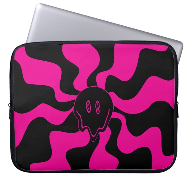 Smile Melt - Magenta en Black Laptop Sleeve (Voorkant)