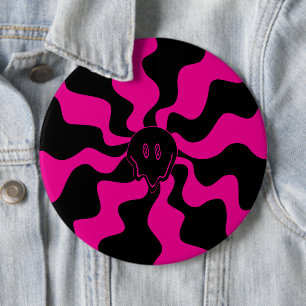 Smile Melt - Magenta en Black Ronde Button 6,0 Cm