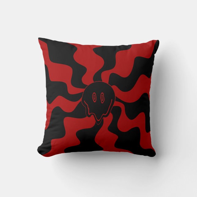 Smile Melt Retro Rood en Zwart Kussen (Voorkant)
