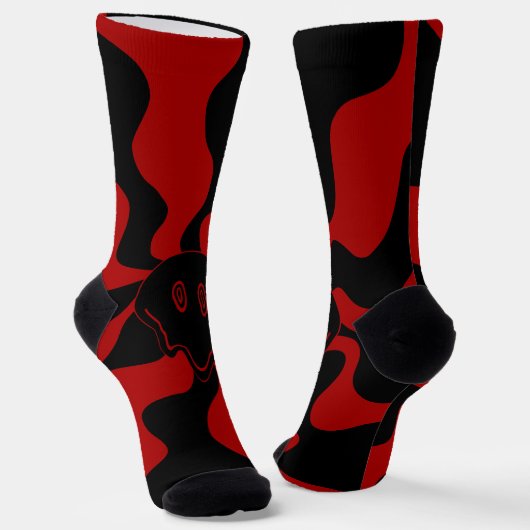 Smile Melt Retro Rood en Zwart Sokken (Gebogen)