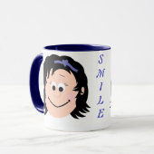 Smile Mokken Black Hair Girl (Voorkant links)