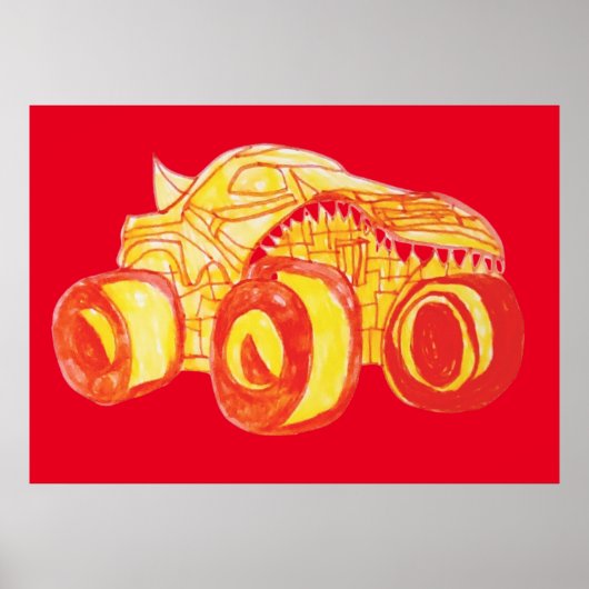 Smile Monster Truck Rally Verjaardagsfeest Poster (Voorkant)