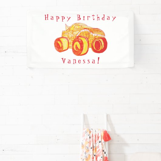 Smile Monster Truck Rally Verjaardagsfeest Spandoek (Insitu)