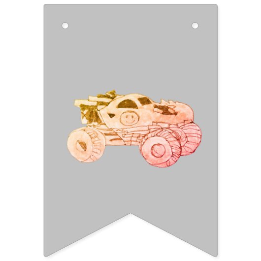 Smile Monster Truck Rally Verjaardagsfeest Vlaggetjes (Eerste vlag)