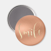 Smile Motivatie Roos Champaign Copper Gold Magneet (Voorkant / Achterkant)