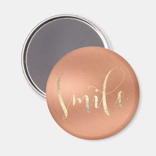 Smile Motivatie Roos Champaign Copper Gold Magneet (Voorkant / Achterkant)