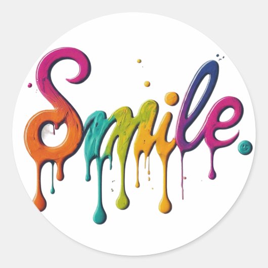 Smile Multicolor Tekstontwerp Ronde Sticker (Voorkant)
