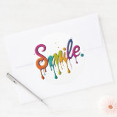 Smile Multicolor Tekstontwerp Ronde Sticker (Envelop)