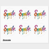 Smile Multicolor Tekstontwerp Ronde Sticker (Vel)