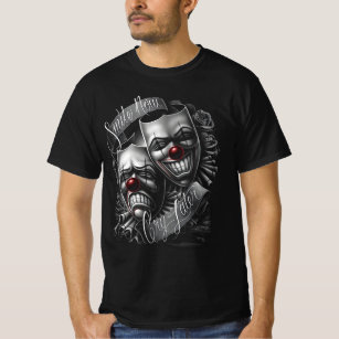 Smile Now Cry Later Drama Mask Lowrider Chicano Ar T-shirt