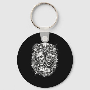 Smile nu later theater maskers sleutelhanger