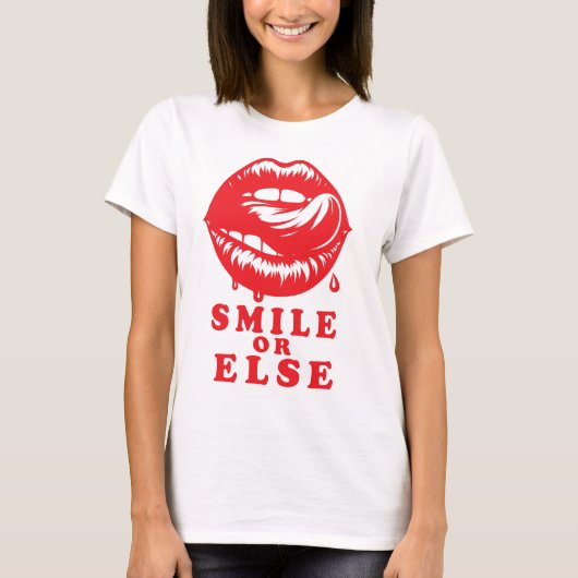 Smile or Else: Halloween Lips Tee T-shirt (Voorkant)
