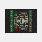 Smile Or You're Doing It Wrong Skeleton Skull Holi Fleece Deken (Voorkant (Horizontaal))