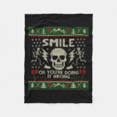 Smile Or You're Doing It Wrong Skeleton Skull Holi Fleece Deken (Voorkant)