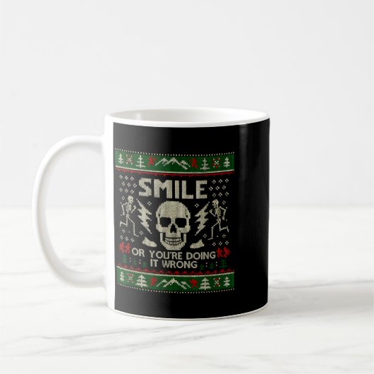 Smile Or You're Doing It Wrong Skeleton Skull Holi Koffiemok (Links)