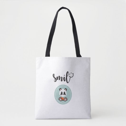 Smile Panda Medium Canvas tas (Voorkant)