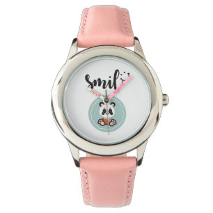 Smile Panda RVS Kinder horloge - Roze