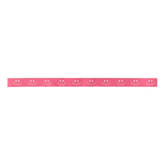 Smile Pattern Pink Ribbon Satijnen Lint (Voorkant)
