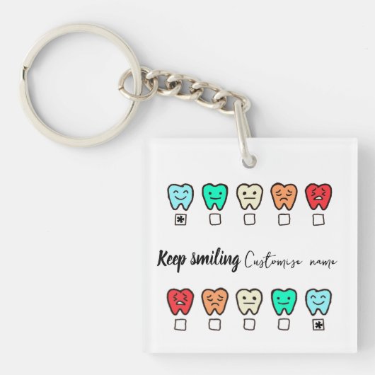  Smile" Personalized tooth keychain-dental gift Sleutelhanger (voorkant)