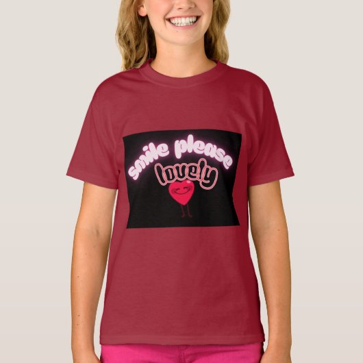 Smile Please Cute Heart Grafische Kinder T-shirts (Voorkant)