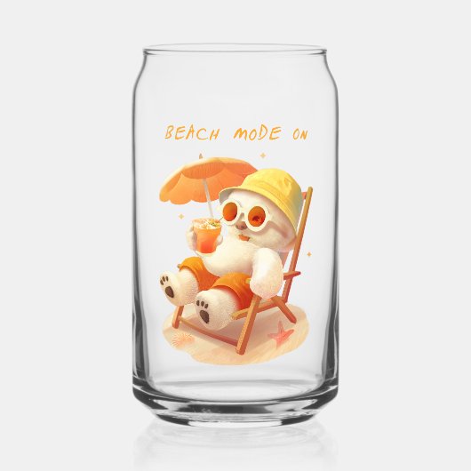 Smile Pup: Beach Mode On Smiling Bichon Frise Blikvorm Glas (Achterkant)