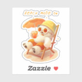 Smile Pup: Beach Mode On Smiling Bichon Frise Sticker (Vel)