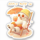 Smile Pup: Beach Mode On Smiling Bichon Frise Sticker (Voorkant)