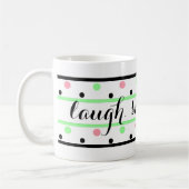 Smile Quote Mint Green Pink Polka Dots Koffiemok (Links)