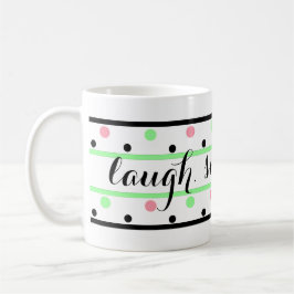 Smile Quote Mint Green Pink Polka Dots Koffiemok
