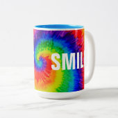 SMILE Rainbow Stropdas-Dye Two-Tone Mok, 15 oz Tweekleurige Koffiemok (Voorkant rechts)