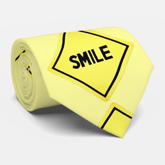 Smile Road Sign Stropdas (Opgerold)