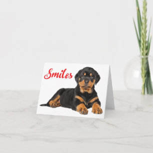 Smile Rottweiler Puppy Dog Denking, Hallo Kaart