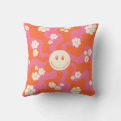 Smile - Roze, Oranje en crème Kussen (Achterkant)