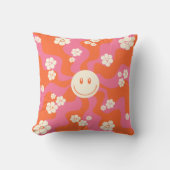 Smile - Roze, Oranje en crème Kussen (Voorkant)