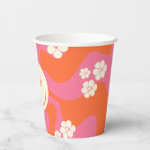 Smile - Roze, Oranje en crème Papieren Bekers (Achterkant)